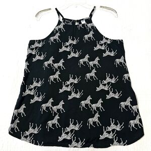 Old Navy Black and White Zebra Print Camisole/Tank Top Size M
